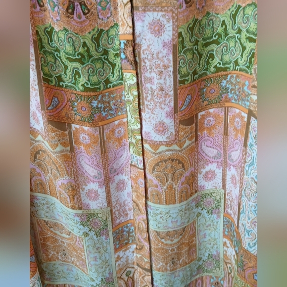 Rose & Olive Orange Green Paisley Print Button Down Shirt Womens Size 2X Office - Picture 5 of 6